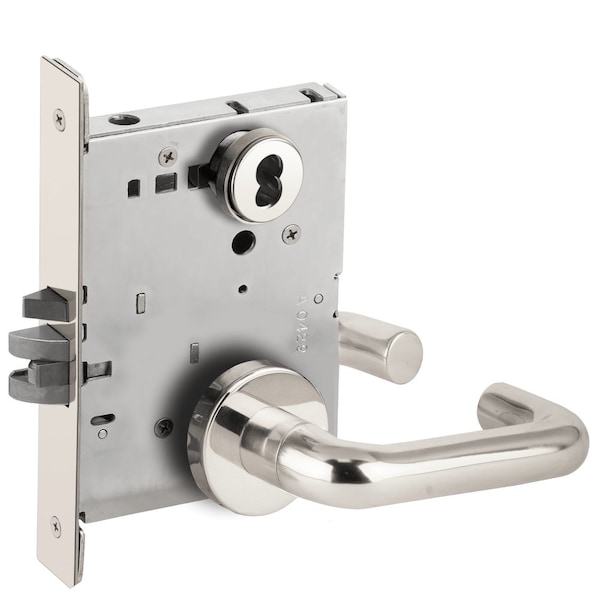Schlage Grade 1 Entrance Office Mortise Lock, Schlage FSIC Less Core, 03 Lever, A Rose, Bright Chrome Finish L9050J 03A 625 - main